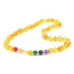 Adult 'Pot of Gold' Amber And Semi-Precious Stones Clasp Necklace